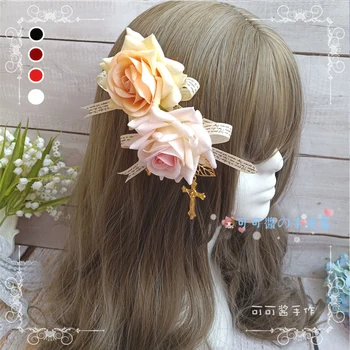 Lolita Rose Mary Pill Bow Side Hair Clip Soft Sister Hair Trim Duck Mouth Clamp Cos