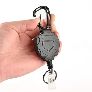 1PC Външно автоматично прибиращо се телено въже Luya Tactical Keychain Clip Pull Recoil Спортен ключодържател Анти изгубен държач за лична карта