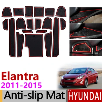 Противоплъзгаща порта слот мат гумена чаша подложка за Hyundai Elantra 2011 2012 2013 2014 2015 MD Avante i35 Аксесоари Стикери за кола