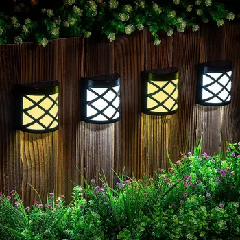 6 LED слънчева ограда светлини на открито слънчева палуба светлини 7 цвята промяна водоустойчива стена лампа за ограда вътрешен двор двор стъпка градина декор
