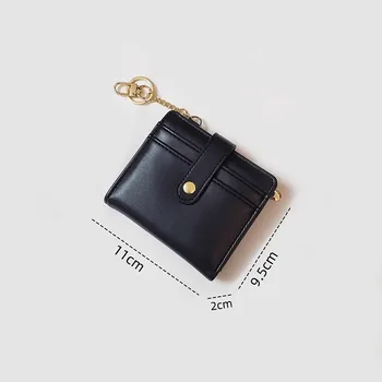 Нова мода кожа дамски портфейл къс дизайн монета чанта момиче с бутон ключодържател
