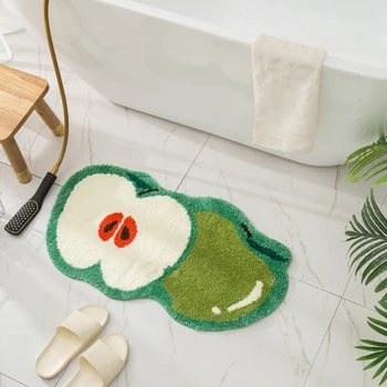 душ мек рошав баня килим абсорбиращ флокирани плодове зелена ябълка тоалетна декор крак подложка спалня кухня против хлъзгане врата мат